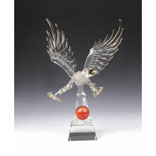 Home Decoartion K9 Crystal Glass Animal Figure Transparent Eagle